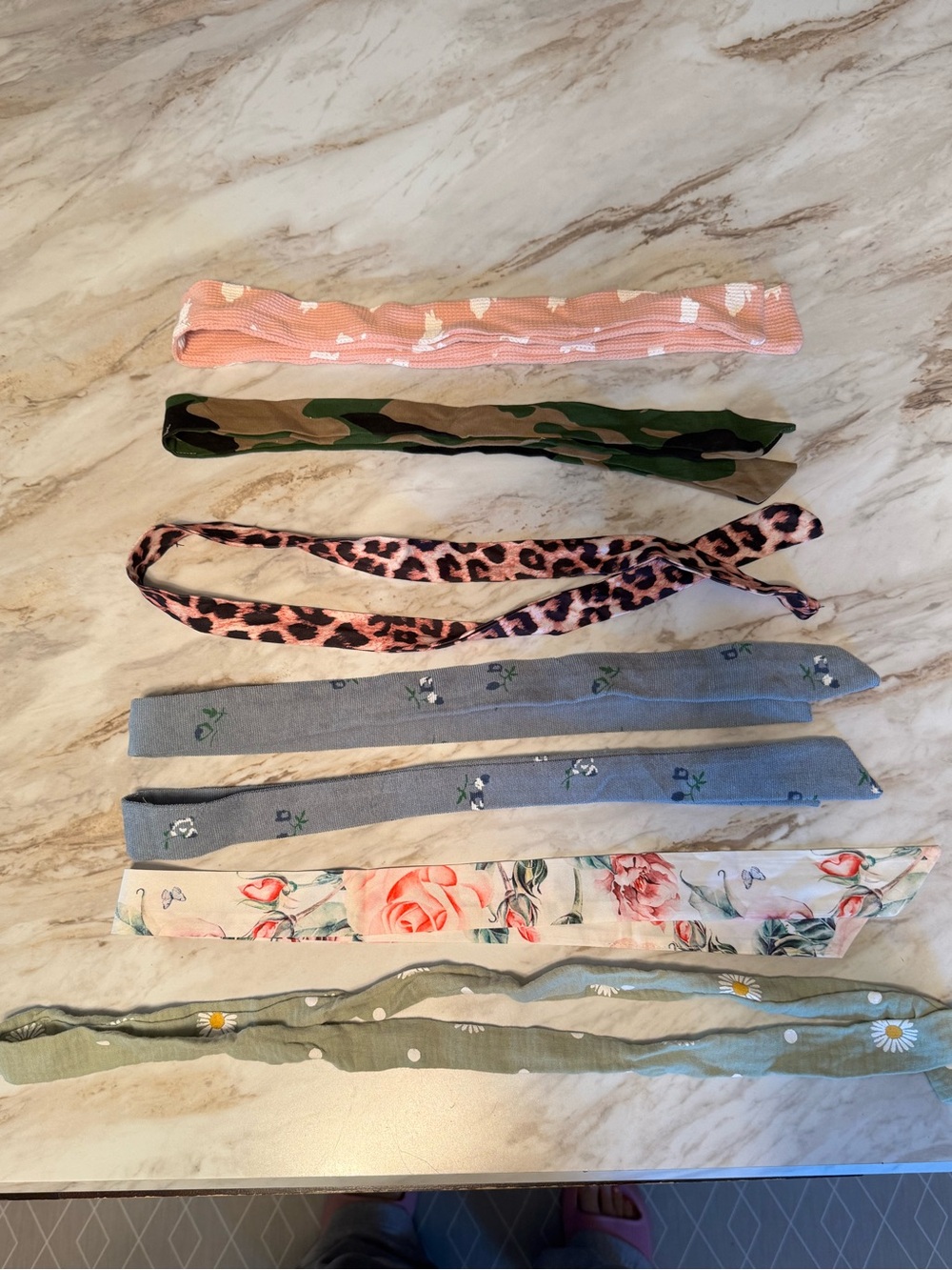 Girls Floral and Pattern Headwrap Set - Pink, Green, Gray, Cream